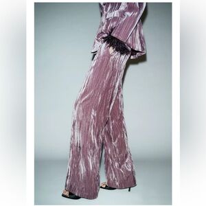VELVET WIDE LEG PANTS